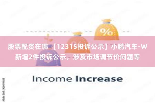 股票配资在哪 【12315投诉公示】小鹏汽车-W新增2件投诉公示,涉及市场调节价问题等