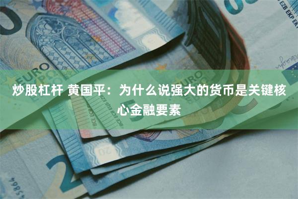 炒股杠杆 黄国平:为什么说强大的货币是关键核心金融要素