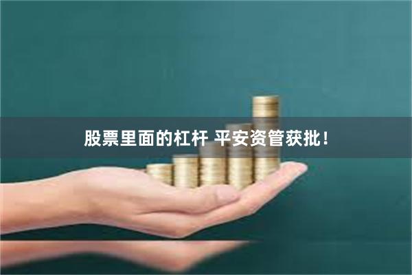 股票里面的杠杆 平安资管获批！